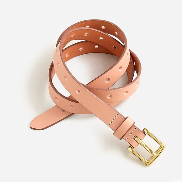 J. Crew Perforated Italian Leather Belt, XS/S, Dark Mauve (Nude/Blush/Pink), NWT - Picture 9 of 10